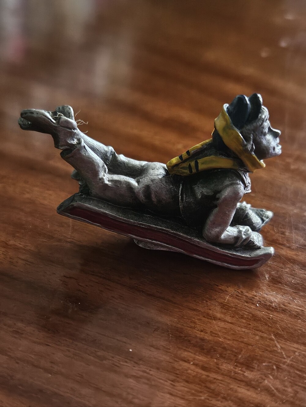 EMILY LA ROCCA HUDSON PEWTER SLEDDING WINTER VILLAGE FIGURINE JENNY OLIVER